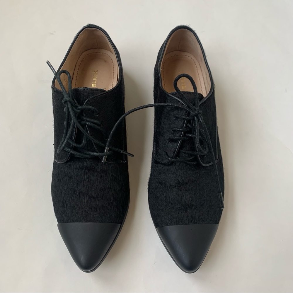 ALL BLACK black lace front oxford pointed toe size 36.5/6